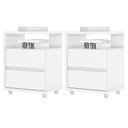 Ver imagem 2 de Kit 2 Mesas de Cabeceira Campeche 2 Gavetas Branco - Móveis Henn