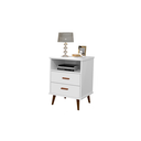 Ver imagem 4 de Kit 2 Mesa de Cabeceira 2 Gavetas com Pés Palitos em madeira maciça Retro - Itália - CM - Branco