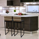 Ver imagem 6 de Kit 2 Banquetas Quadrada Junco Cappuccino para Balcão Ilha Cozinha Área Gourmet Bancada Piscina Bar