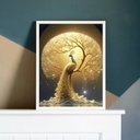 Ver imagem 2 de Quadro Decorativo Pavão Dourado 24x18cm:madeira Branca