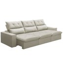 Ver imagem 1 de Sofá Retrátil Reclinável para Sala 4 Lugares 290cm Aires F04 Veludo Bege - Lyam Decor