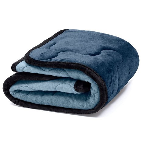 Edredom Plush para Pet Bouton Microfibra Flannel Dupla Face 80cm X 90cm Azul