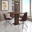 Ver imagem 1 de Mesa Jantar Londres Quadrada Amêndoa 90cm 4 Cadeiras Eames Estofadas Caramelo Ferro Preto