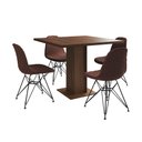 Ver imagem 6 de Mesa Jantar Londres Quadrada Amêndoa 90cm 4 Cadeiras Eames Estofadas Caramelo Ferro Preto