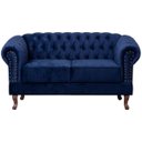 Ver imagem 3 de Namoradeira Chesterfield Duque 2 Lugares em Veludo:Veludo Azul Marinho
