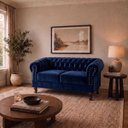 Ver imagem 2 de Namoradeira Chesterfield Duque 2 Lugares em Veludo:Veludo Azul Marinho