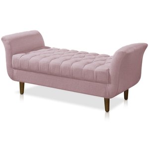 Recamier Calçadeira 02 Lugares Capitonê 150cm Grécia Corano Rosa Bebê - DL Decor