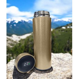 Garrafa Térmica Aço Inox com Termômetro Digital Led 500ml Dourado - 3