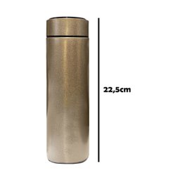 Garrafa Térmica Aço Inox com Termômetro Digital Led 500ml Dourado - 6