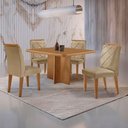 Ver imagem 1 de Mesa Olimpia 90 Mdf Canto Copo e com 4 Cadeiras Melissa Turim 07 Naturalle