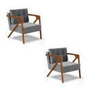 Ver mais imagens de Kit 02 Poltronas Melissa Linho Base de Madeira Castanho - D’Rossi