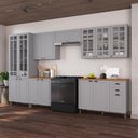 Ver imagem 1 de Armário de Cozinha Modulada Completa Fidelitá Nara 100% MDF 6 Peças 360cm 16 Portas 2 Gavetas com