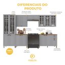 Ver imagem 5 de Armário de Cozinha Modulada Completa Fidelitá Nara 100% MDF 6 Peças 360cm 16 Portas 2 Gavetas com
