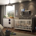 Ver imagem 1 de Quarto de Bebê Berço Cômoda com Janela e Prateleira 100% MDF Mimo Espresso Móveis Branco Brilho