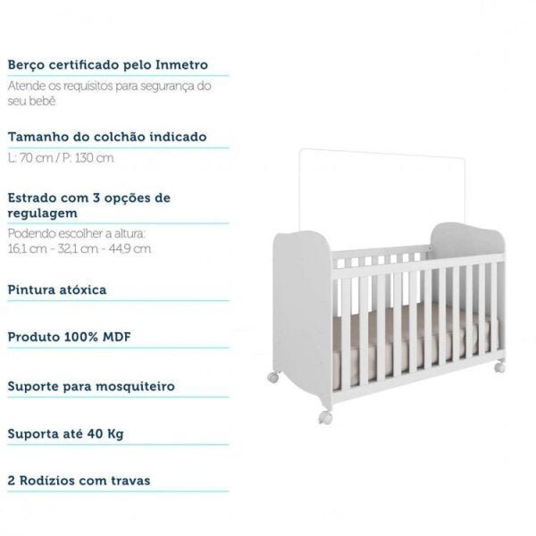 Quarto de Bebê com Berço Cômoda com Janela e Prateleira 100% MDF Uli Móveis Peroba - 10