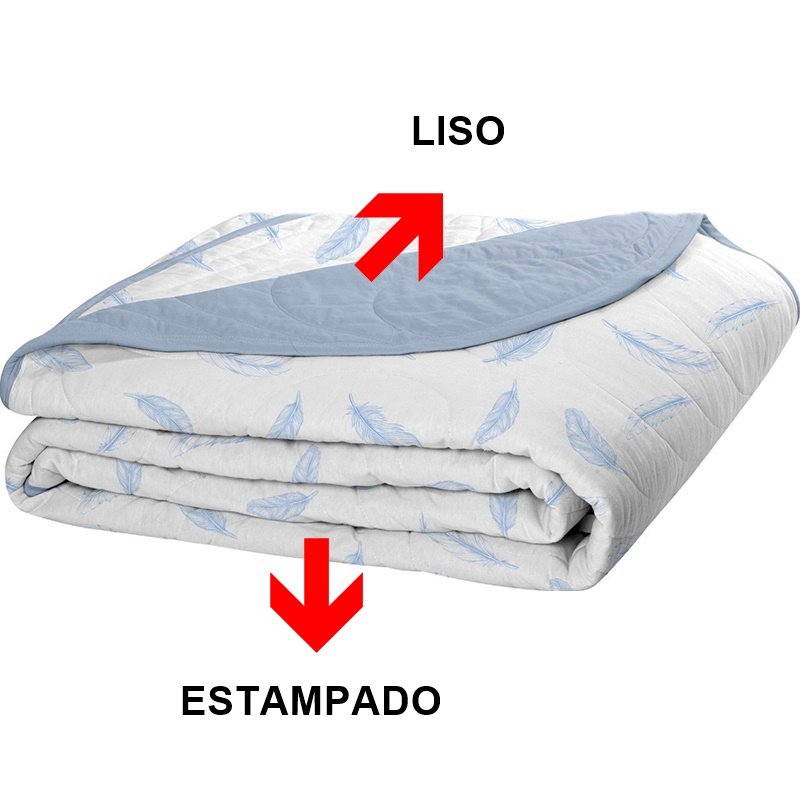 Cobre Leito Tecebem Solteiro Malha Estampada em Matelasse 170 X 240cm Elis/azul - 3