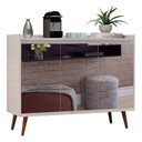 Ver imagem 1 de Balcao Buffet Retrô com Espelho Delta 3 Portas Branco Gloss - Moveisaqui