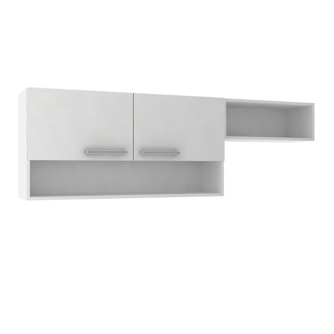 Armário Aéreo com Nicho para Geladeira 165 Cm Cozinha Madri 2 Portas Mdp Branco - Clicklar