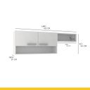 Ver imagem 3 de Armário Aéreo com Nicho para Geladeira 165 Cm Cozinha Madri 2 Portas Mdp Branco - Clicklar