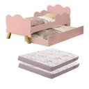 Ver imagem 1 de Mini Cama Infantil Juvenil Nuvem Angel Rosa Com Auxiliar De MDF  + 2 Colchões D18