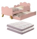 Ver imagem 1 de Mini Cama Infantil Juvenil Nuvem Angel Rosa Com Auxiliar De MDF + 2 Colchões D18