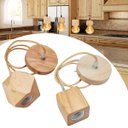Ver imagem 1 de 3 Lustres Pendentes Rústicos com Canopla Tampa em Madeira Maciça para Teto de 1m com Fio Pp com Boca