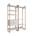Ver imagem 2 de Guarda Roupa Aberto Industrial Casal 2 Módulos Branco Cabideiro com Gavetas Base Cobre