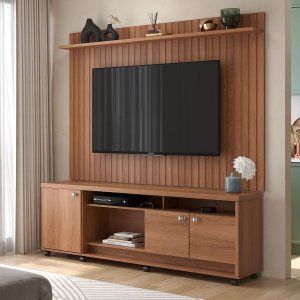 Rack com Painel Dallas para Tv até 75 Polegadas 3 Portas e Rodízios Jequitibá - Lukaliam