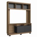 Ver imagem 1 de Rack para Tv 65 Pol. 160 X 199 Cm Maia 2 Portas Nichos Mdp Mel Grafite - Clicklar