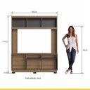 Ver imagem 2 de Rack para Tv 65 Pol. 160 X 199 Cm Maia 2 Portas Nichos Mdp Mel Grafite - Clicklar