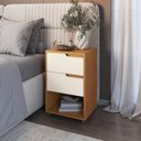 Ver imagem 1 de Mesa de Cabeceira 2 Gavetas 69x45 cm Toledo Nature Off White 100% MDF Casamia