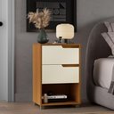 Ver imagem 2 de Mesa de Cabeceira 2 Gavetas 69x45 cm Toledo Nature Off White 100% MDF Casamia