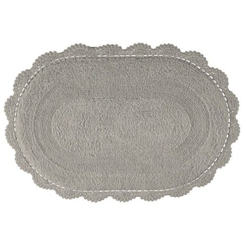 Tapete Banheiro Crochê Oval 50x80 Cinza/Storm Kacyumara - Casa k
