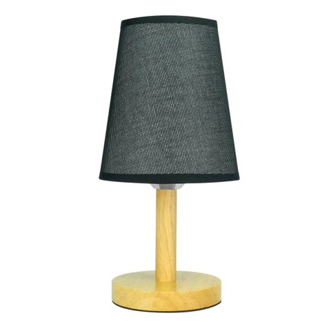 Abajur Luminária de Mesa Base de Madeira Quadrado:Preto
