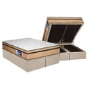 Ver imagem 1 de Cama Box Baú Queen: Colchão Anatômico Plumatex D45 Selectus + Base Crc Suede Clean (158x198)