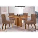 Ver imagem 1 de Sala Jantar Mesa Berlim Tampo Curvo 90cm+4 Cadeiras Dafne Madeira Naturale - Capuccino/corano
