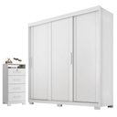 Ver imagem 1 de Guarda Roupa Casal Confort 3 Portas e Cômoda Primordial Max 4 Gavetas Branco Absoluto Semi Fosco-