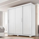 Ver imagem 4 de Guarda Roupa Casal Confort 3 Portas e Cômoda Primordial Max 4 Gavetas Branco Absoluto Semi Fosco-