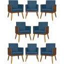 Ver imagem 1 de Kit 8 Poltronas Decorativas Modernas para Recepção Lis Corino Pé 30 Cm - Azul-marinho Suede