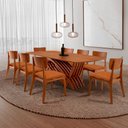 Ver imagem 1 de Conjunto Sala de Jantar Mesa Venus Tampo 220cm Laminado Barril e 8 Cadeiras Viena Gold