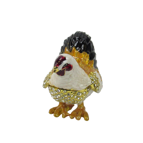 Porta Joias Organizador de Brincos Colar Biju Zamac Galinha - 6x7x4cm