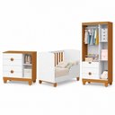 Ver imagem 3 de Conjunto Completo Apolo Berço Comoda Roupeiro 3 Portas Bebê - Branco Fosco/ Savana Fosco