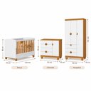 Ver imagem 4 de Conjunto Completo Apolo Berço Comoda Roupeiro 3 Portas Bebê - Branco Fosco/ Savana Fosco
