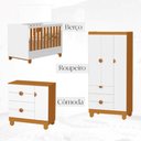 Ver imagem 5 de Conjunto Completo Apolo Berço Comoda Roupeiro 3 Portas Bebê - Branco Fosco/ Savana Fosco