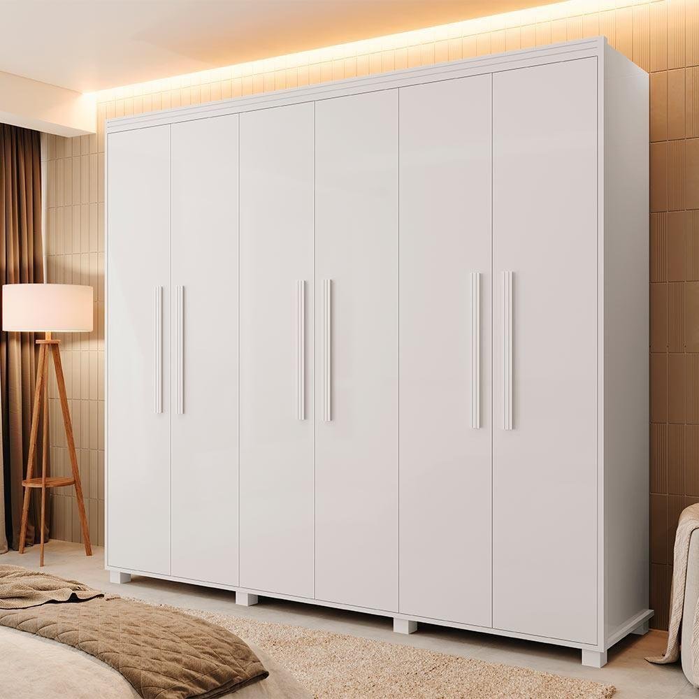 Roupeiro Casal 6 Portas 100% Mdf Branco Madri Fênix | MadeiraMadeira