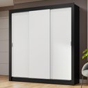 Ver imagem 2 de Guarda-roupa Casal 3 Portas de Correr Preto/branco Nobre Madesa
