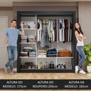 Ver imagem 6 de Guarda-roupa Casal 3 Portas de Correr Preto/branco Nobre Madesa