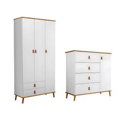 Guarda Roupa e Cômoda Jujuba Compacto Alta Qualidade Moderno:branco - 9