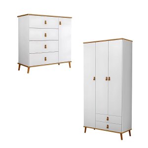 Guarda Roupa e Cômoda Jujuba Compacto Alta Qualidade Moderno:branco