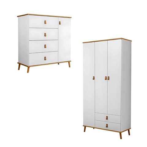 Guarda Roupa e Cômoda Jujuba Compacto Alta Qualidade Moderno:branco